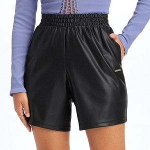 NWT Fabletics Black Leather High-Waisted Short - Size XL
